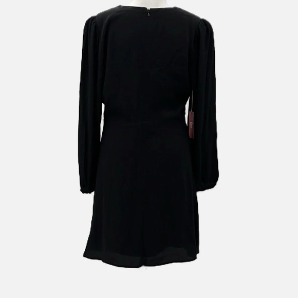 Aritzia Sunday Best Grayson Long Sleeve V Neck Mini Dress in Noir - NEW - Size 8 - Picture 5 of 9